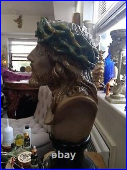 Jesus Christ Bust 19 In High Antique Hand Painted Religious For OBO