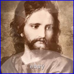 Jesus Portrait Authentic 1917 Antique Lithograph Framed 10x8 Christ at 33