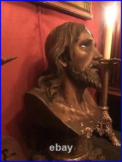 Jesus Statue Vintage Antique Santo Cristo De Limpias Religious Glass Eyes