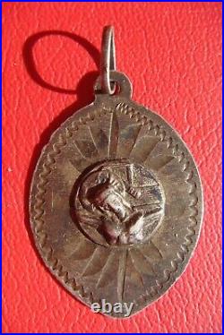 Jesus on Cross Handmade Rare Silver Old Antique Religious Medal Pendant