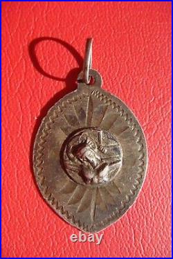 Jesus on Cross Handmade Rare Silver Old Antique Religious Medal Pendant