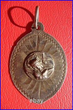 Jesus on Cross Handmade Rare Silver Old Antique Religious Medal Pendant