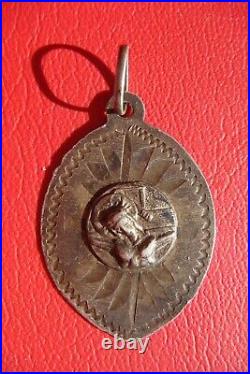 Jesus on Cross Handmade Rare Silver Old Antique Religious Medal Pendant