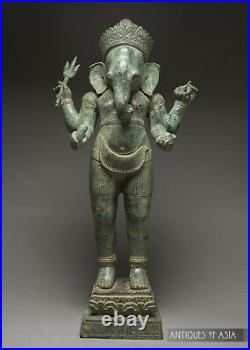 Khmer Antique Style Bronze Ganesha 19th Century Cambodian 58cm/23