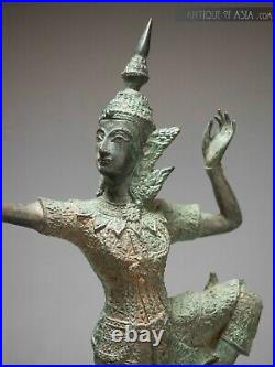 Khmer Bronze Antique Thai Style Lord Rama Firing Bow, Cambodian 37.5 cm / 15 h