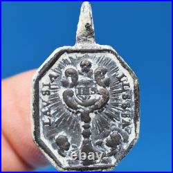LARGE 1700s IMMACULATE CONCEPTION MEDAL ANTIQUE HOLY CHALICE ITALIAN PENDANT
