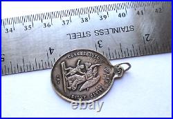 LARGE 5.6g Dated 1893 ANTIQUE FRENCH STERLING SILVER SAINT LOUIS RELIGIOUS MEDAL