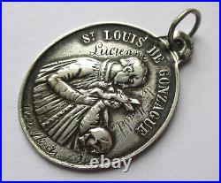 LARGE 5.6g Dated 1893 ANTIQUE FRENCH STERLING SILVER SAINT LOUIS RELIGIOUS MEDAL