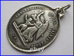 LARGE 5.6g Dated 1893 ANTIQUE FRENCH STERLING SILVER SAINT LOUIS RELIGIOUS MEDAL