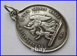 LARGE 5.6g Dated 1893 ANTIQUE FRENCH STERLING SILVER SAINT LOUIS RELIGIOUS MEDAL