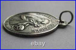 LARGE 5.6g Dated 1893 ANTIQUE FRENCH STERLING SILVER SAINT LOUIS RELIGIOUS MEDAL