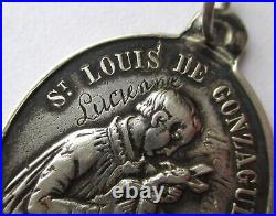 LARGE 5.6g Dated 1893 ANTIQUE FRENCH STERLING SILVER SAINT LOUIS RELIGIOUS MEDAL