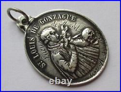 LARGE 5.6g Dated 1893 ANTIQUE FRENCH STERLING SILVER SAINT LOUIS RELIGIOUS MEDAL