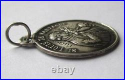 LARGE 5.6g Dated 1893 ANTIQUE FRENCH STERLING SILVER SAINT LOUIS RELIGIOUS MEDAL