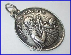 LARGE 5.6g Dated 1893 ANTIQUE FRENCH STERLING SILVER SAINT LOUIS RELIGIOUS MEDAL