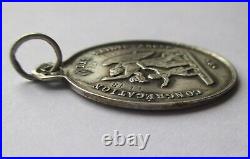 LARGE 5.6g Dated 1893 ANTIQUE FRENCH STERLING SILVER SAINT LOUIS RELIGIOUS MEDAL