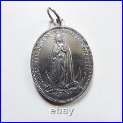 LARGE ANTIQUE STERLING SOLID SILVER RELIGIOUS MEDAL DATED 1910. 19,83 grams