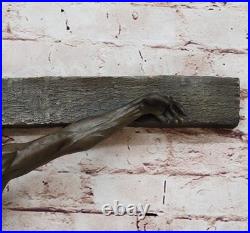 LARGE Antique Gothic Bronze Christian Wall Crucifix Victorian Jesus Christ Cross