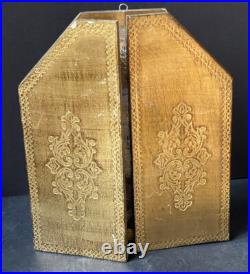 LARGE Vintage Italy GOLD Religious MADONNA TRIPTYCH PLAQUE Florentine Antique