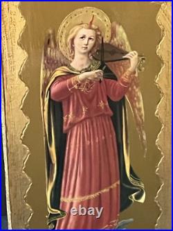 LARGE Vintage Italy GOLD Religious MADONNA TRIPTYCH PLAQUE Florentine Antique