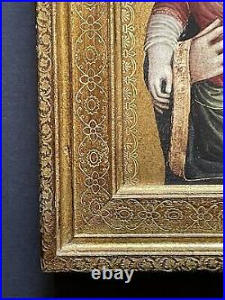 LARGE! Vintage Italy GOLD Religious WALL FRAME Florentine Antique Print MARY WOW