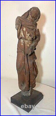 LARGE antique 1600's hand carved wood religious Jesus crucifix saint sculpture