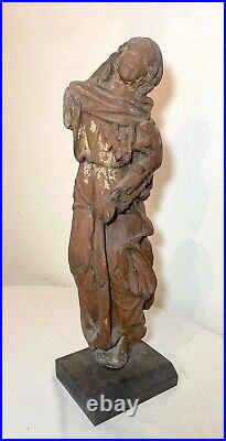 LARGE antique 1600's hand carved wood religious Jesus crucifix saint sculpture