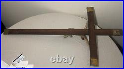 LARGE antique 18th century carved wood religious Jesus crucifix cross sculpture