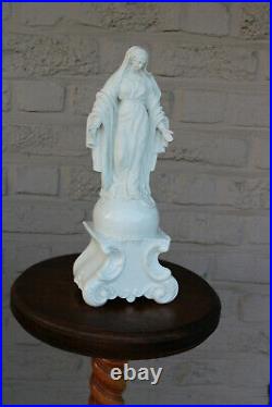 LARGE antique 19thc French porcelain white madonna statue religious