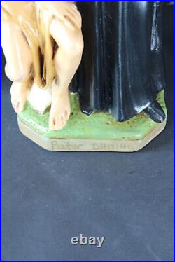 LARGE antique ceramic chalk saint father Damiaan statue religious