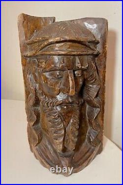 LARGE antique hand carved wood Folk Art religious Jesus Christ sculpture bust