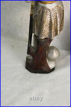 LArge French antique chalkware religious statue joan of arc figurine rare