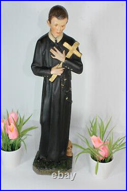 LArge antique chalkware religious statue saint gerardus