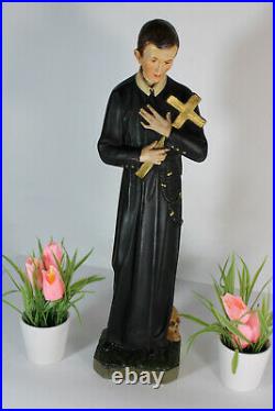 LArge antique chalkware religious statue saint gerardus