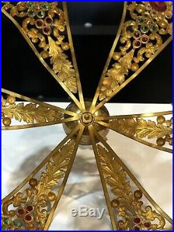 LOOK! Huge French Bejeweled Religious Gilt Ormolu Brass Crown