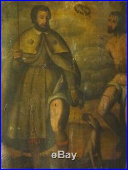 Large 16th 17th Century Spanish Old Master Saint Sebastian & St Roch Antique