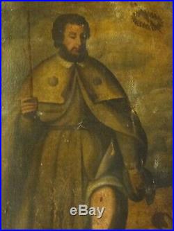 Large 16th 17th Century Spanish Old Master Saint Sebastian & St Roch Antique