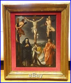 Large 16th Century Netherlandish Renaissance Crucifixion Christ Antique Painting