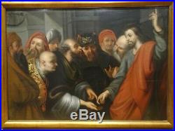 Large 17th Century Dutch Old Master Jesus In The Temple Antique Oil Painting