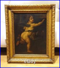 Large 17th Century Dutch old Master Putto & Dog Antique Oil Painting Van DYCK
