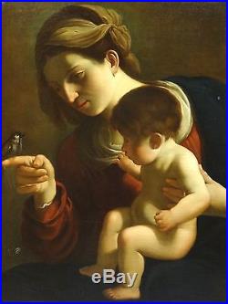 Large 17th Century Italian Old Master Madonna Of The Sparrow Antique Painting
