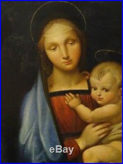 Large 18th Century Italian Old Master Madonna & Child RAPHAEL Antique Oil