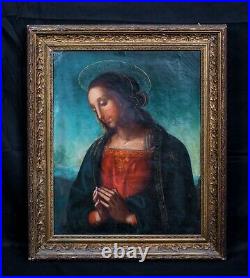 Large 18th Century Italian Old Master Madonna The Virgin Antique Oil Painting