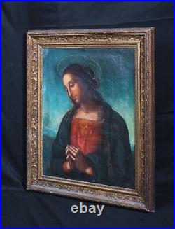 Large 18th Century Italian Old Master Madonna The Virgin Antique Oil Painting
