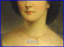 Large 19th Century English Lady Portrait Mrs Mary Sargent Antique Oil Painting