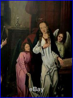 Large Antique 15th Century Triptych Painting Hans Memling Saint Angel Religious