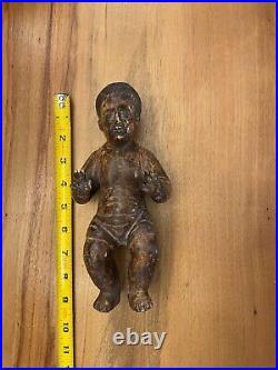 Large Antique 18th Century Spanish Wood Carved Religious Santos Baby JesusStatue