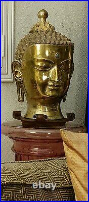 Large Antique Carved Ruby Guanyin 10k Gold Pendant