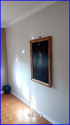 Large Antique Dutch Painting 1700 Christ On The Cross In Nazare