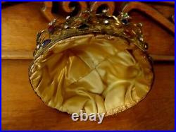 Large Antique French Crown for Religious Church Statue Ornate Jeweled 4.5H